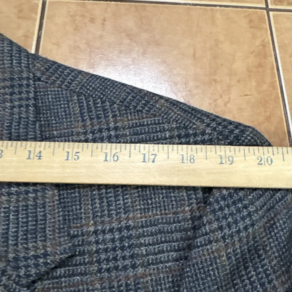 Corbin Mens Sz 44R Blue Brown Glen Plaid Flannel Wool Blazer Sport Coat Jacket